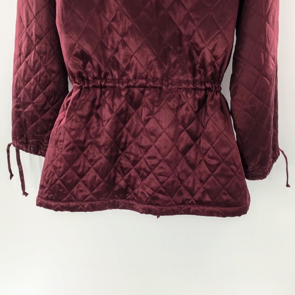 Womens Silk Quilted Jacket Vtg Burgundy Satin Lightweight Anorak EL - LA Sz L - Picture 12 of 16